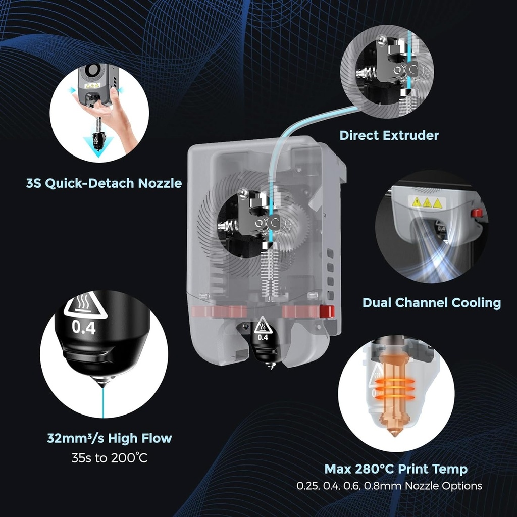 Impresora 3D FLASHFORGE Adventurer 5M - Nivelación automática, impresión de alta velocidad máxima de 23.622 in/s, extrusora directa de 536.0 °F con boquilla desmontable 3S.