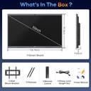 JAV Pizarra blanca interactiva para aula, oficina, hogar, 4K UHD 8+128GB pantalla táctil Smartboard con sistema operativo Android con licencia EDLA integrado y ecosistema de aplicaciones abiertas, Wi-Fi y Bluetooth 