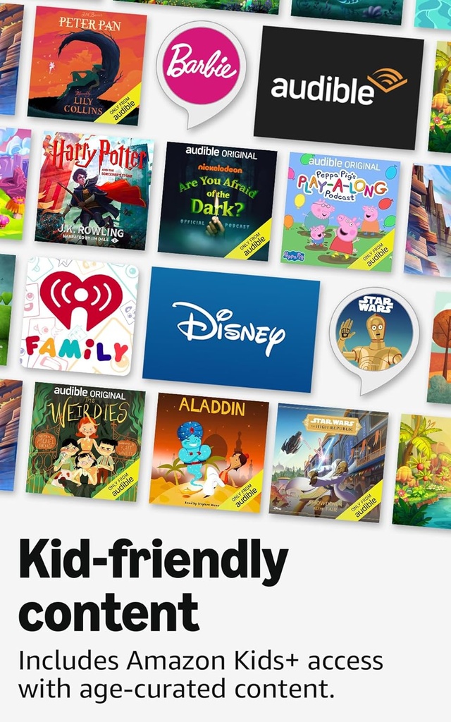 Amazon Echo Pop Kids (modelo más reciente), Disfruta audiolibros apropiados para su edad, juegos interactivos y experiencias Alexa+ para crear y aprender, diseño Disney Princess Visita la tienda Echo y Alexa de Amazon 