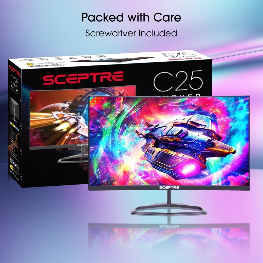 Monitor Curvo Sceptre C25 – 24,5&quot;  FullHD VA – 240Hz - 1ms (C255B-FWT240)