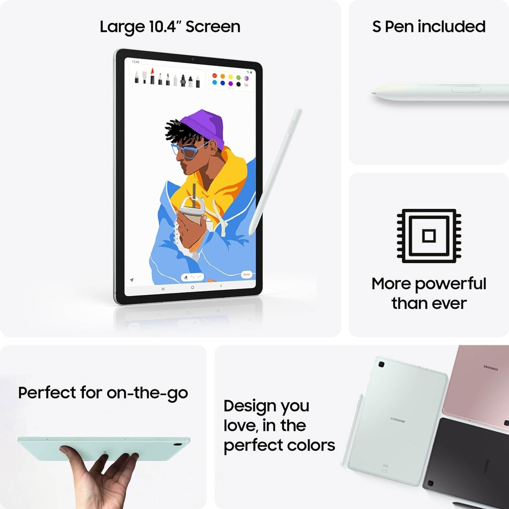 SAMSUNG Galaxy Tab S6 Lite 10.4 pulgadas - 128 GB Almacenamiento Expandible - Lapiz S Pen incluido - Color Negro (2024)