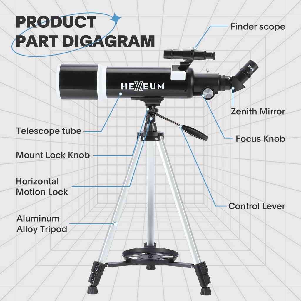 Telescopio para astrónomos adultos y principiantes - apertura de 80 mm, 600 mm con revestimiento de alta transmisión de revestimiento múltiple completo con montura AZ, adaptador para teléfono, trípode 