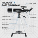 Telescopio para astrónomos adultos y principiantes - apertura de 80 mm, 600 mm con revestimiento de alta transmisión de revestimiento múltiple completo con montura AZ, adaptador para teléfono, trípode 