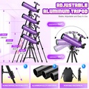 Telescopio para niños y adultos, 3.150 in de apertura, 19.685 in, telescopio astronómico profesional para adultos de alta potencia, telescopios de viaje portátiles para principiantes con trípode y adaptador, calcomanías, mochila 