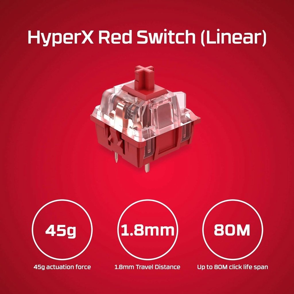 Teclado Mecanico HyperX Alloy Origins 60 - Factor de forma ultra compacto 60% - Retroiluminación LED RGB, Software NGENUITY. Switch Red HyperX lineal.
