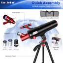Telescopio para adultos de alta potencia, telescopio profesional de 90mm de apertura y 550mm para niños y principiantes con taburete plegable, trípode, adaptador para teléfono y bolsa de transporte 