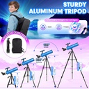 Telescopio para adultos y niños, apertura de 80 mm, 500 mm (20X-150X) Telescopio refractor profesional para principiantes de astronomía, telescopios portátiles de viaje con trípode 