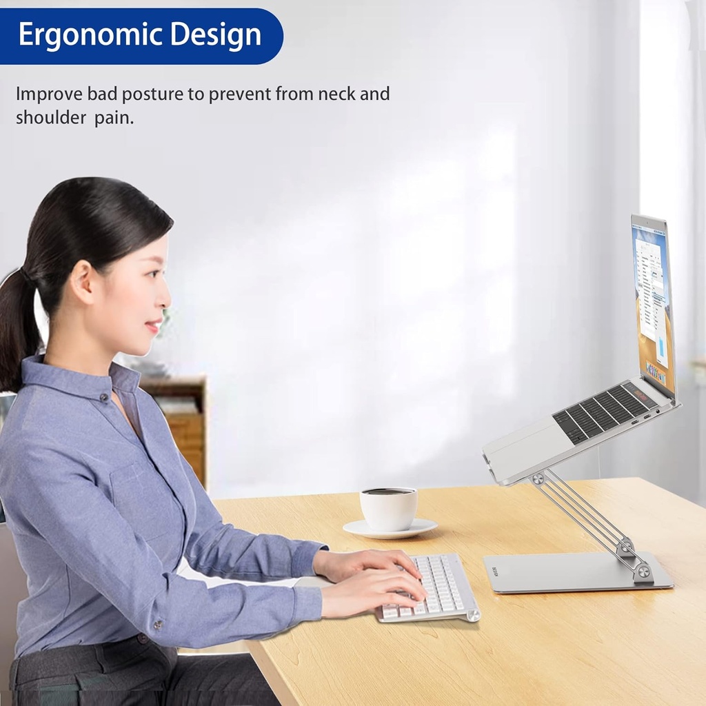 BESIGN LS10 - Soporte de aluminio para portátil/computadora, soporte ergonómico ajustable para portátil, soporte elevador, compatible con Air, Pro, Dell, HP, Lenov