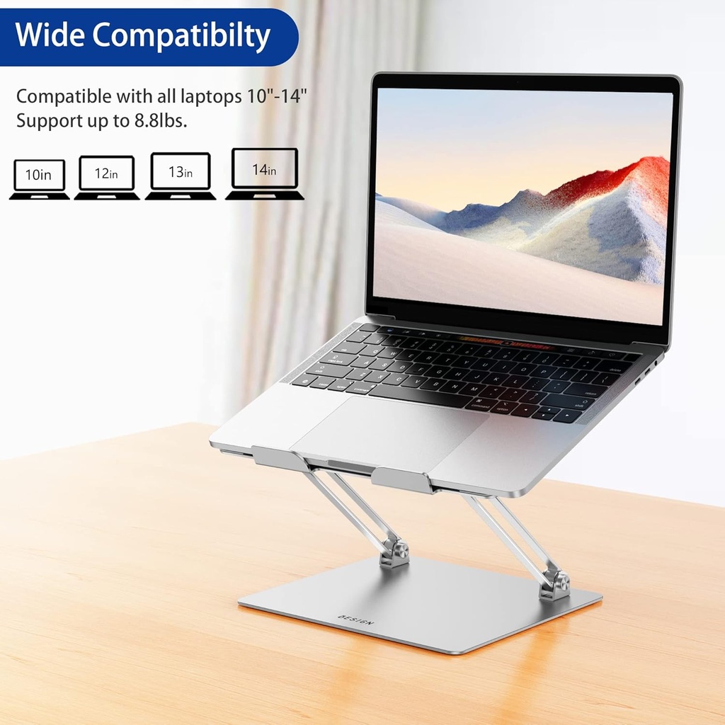 BESIGN LS10 - Soporte de aluminio para portátil/computadora, soporte ergonómico ajustable para portátil, soporte elevador, compatible con Air, Pro, Dell, HP, Lenov
