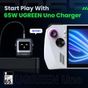 UGREEN Uno Charger - Cargador USB C de 65 W, Nexode, 3 puertos, robot GaN, adaptador de corriente USB C compacto y rápido para MacBook Pro, iPhone 15 Pro, Galaxy S24/S23, Pixel 8, Steam Deck, ROG Ally