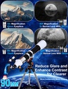 Telescopio para adultos de alta potencia de 3.543 in de apertura, 31.496 in, telescopios refractores para principiantes de astronomía con trípode de montaje AZ, adaptador de teléfono, bolsa de 