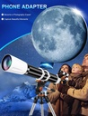 Telescopio para adultos de alta potencia de 3.543 in de apertura, 31.496 in, telescopios refractores para principiantes de astronomía con trípode de montaje AZ, adaptador de teléfono, bolsa de 