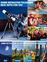 Telescopio para adultos de alta potencia de 3.543 in de apertura, 31.496 in, telescopios refractores para principiantes de astronomía con trípode de montaje AZ, adaptador de teléfono, bolsa de 