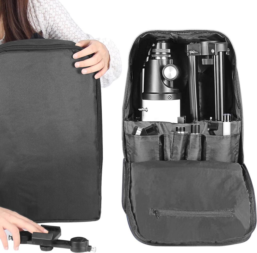 Telescopios para adultos de astronomía, telescopio refractor de 80 mm de apertura y 600 mm para niños y principiantes, telescopio compacto y portátil de viaje con mochila 