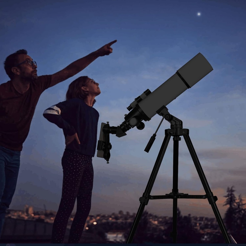 Telescopios para adultos de astronomía, telescopio refractor de 80 mm de apertura y 600 mm para niños y principiantes, telescopio compacto y portátil de viaje con mochila 