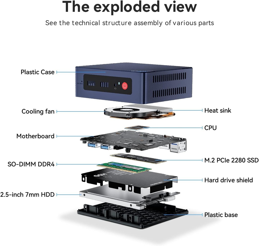 Beelink Mini PC S12 Pro, Intel 12ª generación Alder Lake - N100(hasta 3.4 GHz), 16 GB DDR4 RAM 500 GB M.2 SSD, soporte para computadora de escritorio 4K Dual Display/USB3.2/WiFi 6/BT5.2/Gigabit