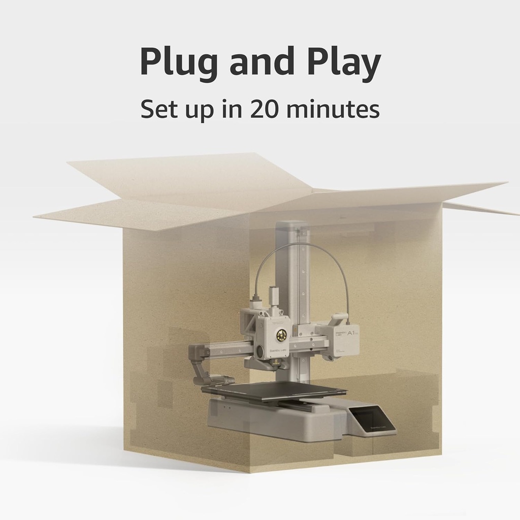 Bambu Lab - Mini impresora 3D A1 + kit de lámpara LED, se instala en 20 minutos, alta velocidad y precisión, calibración completamente automática y compensación de flujo activo, impresoras 3D FDM silenciosas ≤48 dB 