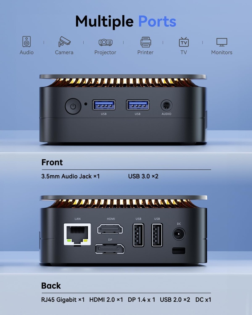 KAMRUI Essenx E1 Mini PC, 16 GB DDR4 RAM 512 GB M.2 SSD, Mini computadora Twin Lake N150 (Beat N100/N95, hasta 3.6 GHz), computadora de escritorio dual 4K, Ethernet, WiFi, Bluetooth para negocios, oficina, hogar