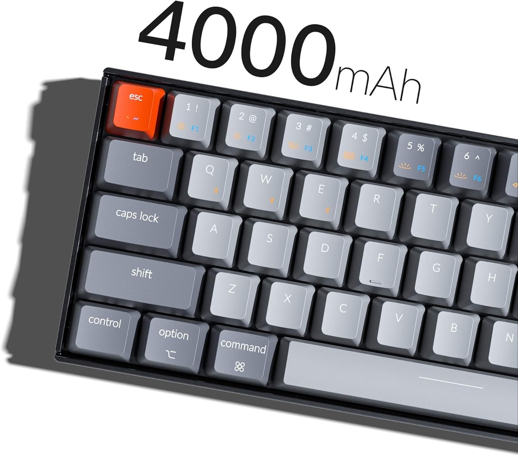 Keychron Teclado mecánico inalámbrico K6 Bluetooth 5.1 con interruptor rojo Keychron K Pro, retroiluminación LED, batería recargable, teclado compacto de 68 teclas compatible con Mac Windows