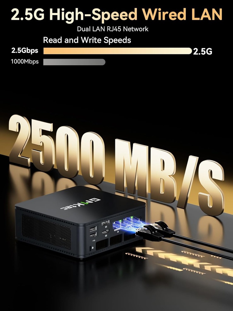 GMKtec Mini PC para juegos Ryzen 7640HS (Beats 6800H/6800U) 16GB DDR5 512GB NVMe SSD Dual NIC LAN 2.5GbE/WiFi 6E BT5.2/USB4 Computadoras de escritorio Oficina Hogar M6 Ultra 