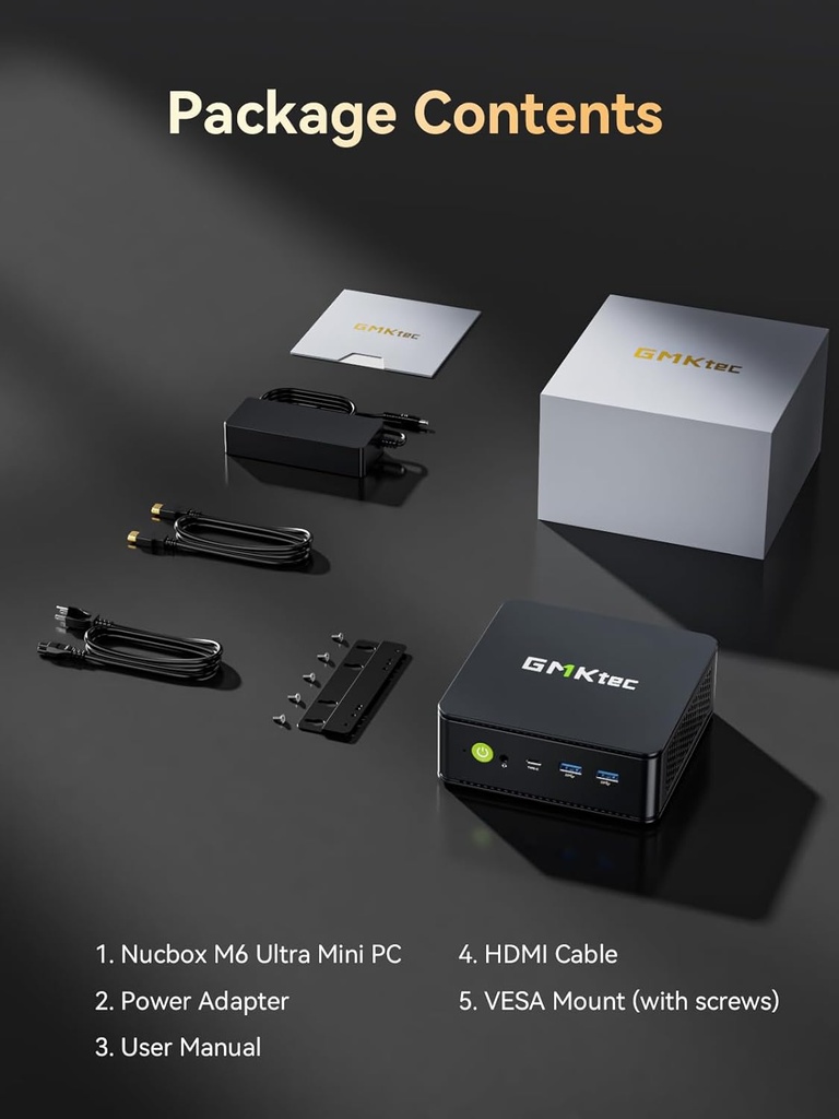 GMKtec Mini PC para juegos Ryzen 7640HS (Beats 6800H/6800U) 16GB DDR5 512GB NVMe SSD Dual NIC LAN 2.5GbE/WiFi 6E BT5.2/USB4 Computadoras de escritorio Oficina Hogar M6 Ultra 