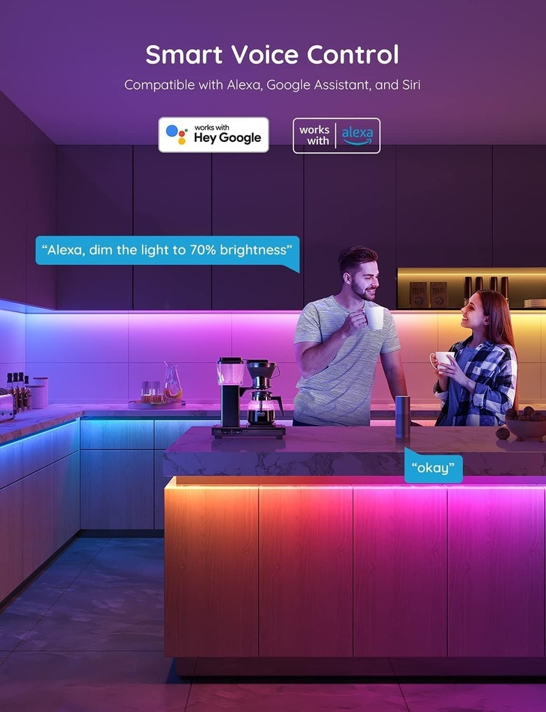 Tira LED Inteligente Govee 5mts - Compatible con Alexa, RGBIC Segmentado, Sincronización con Música.