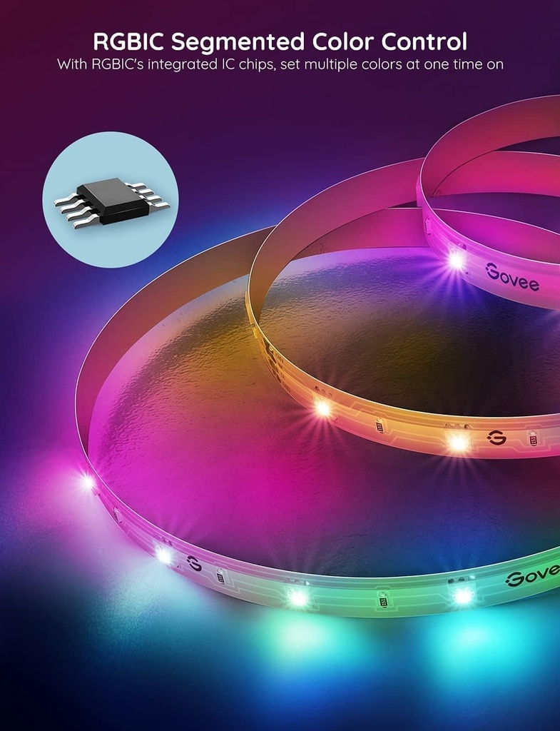 Tira LED Inteligente Govee 5mts - Compatible con Alexa, RGBIC Segmentado, Sincronización con Música.