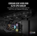 Corsair iCUE H100i RGB Elite - Enfriador líquido para CPU (16 LED RGB dinámicos, ventiladores FDB de 4.724 in AF Elite Series, radiador de 9.449 in, compatible con software iCUE, enchufes LGA 1700,