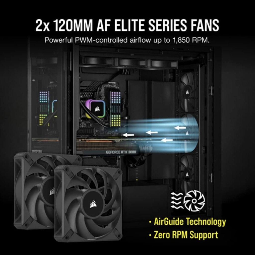 Corsair iCUE H100i RGB Elite - Enfriador líquido para CPU (16 LED RGB dinámicos, ventiladores FDB de 4.724 in AF Elite Series, radiador de 9.449 in, compatible con software iCUE, enchufes LGA 1700,