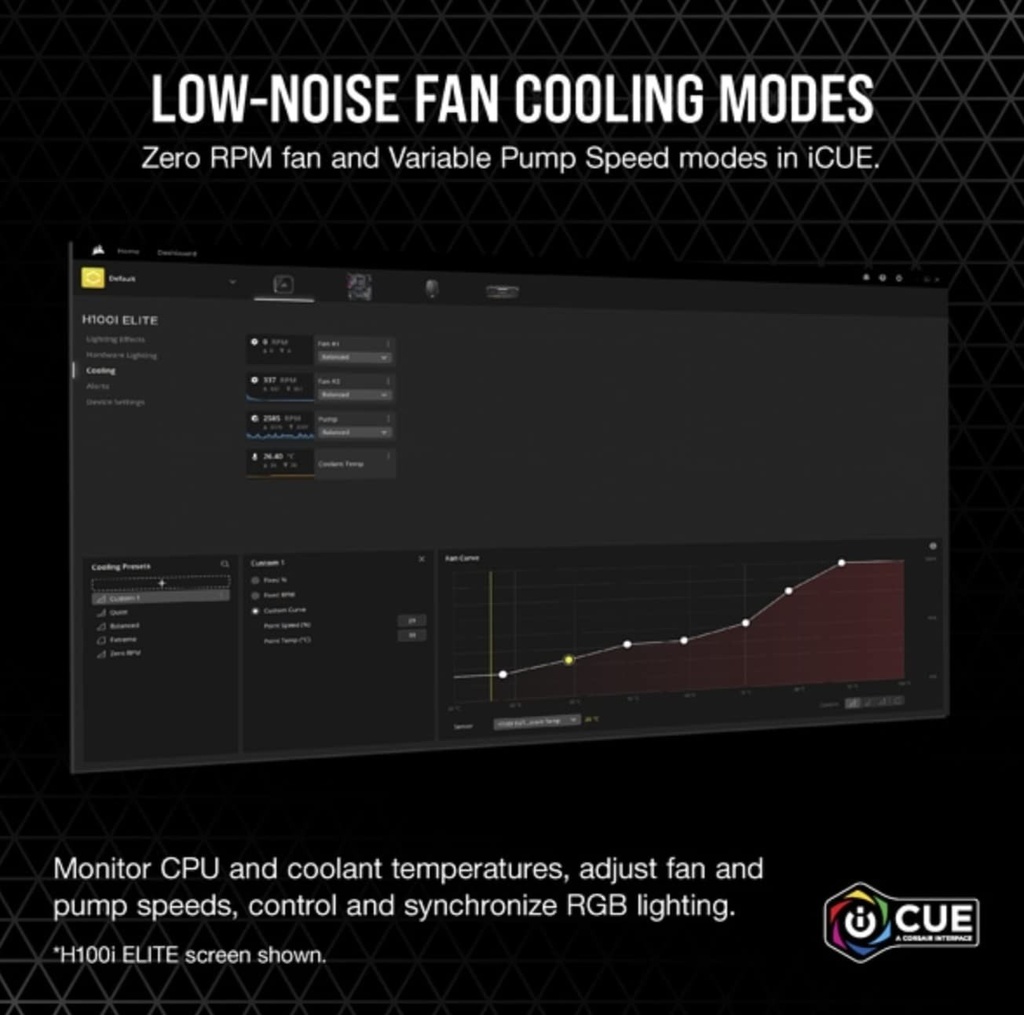 Corsair iCUE H100i RGB Elite - Enfriador líquido para CPU (16 LED RGB dinámicos, ventiladores FDB de 4.724 in AF Elite Series, radiador de 9.449 in, compatible con software iCUE, enchufes LGA 1700,