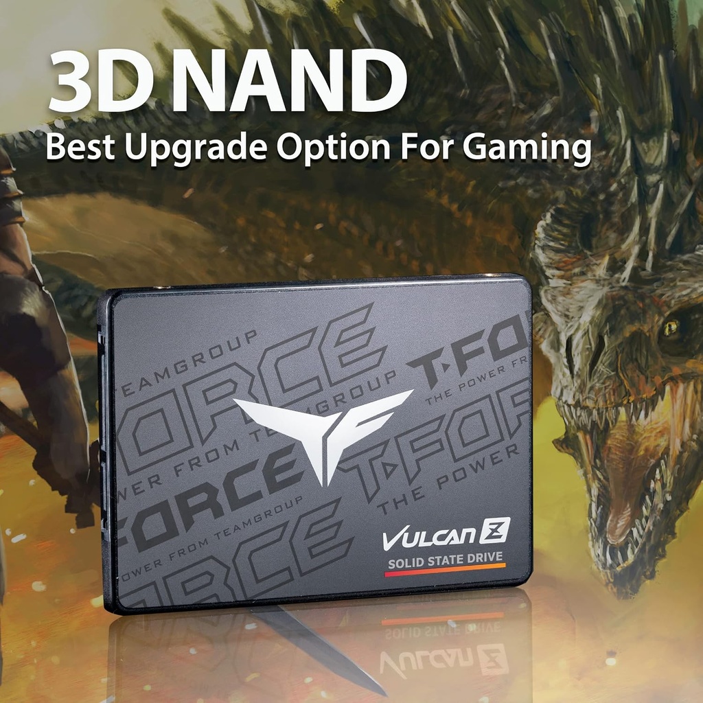 TEAMGROUP T-Force Vulcan Z SATA III T253TZ001T0C101 - SSD interna de 1 TB, almacenamiento en caché SLC, 3D NAND TLC, 2.5 pulgadas (velocidad de lectura/escritura de hasta 550/500 MB/s) 