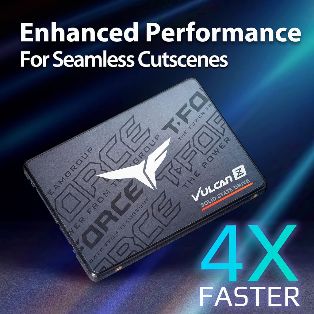 TEAMGROUP T-Force Vulcan Z SATA III T253TZ001T0C101 - SSD interna de 1 TB, almacenamiento en caché SLC, 3D NAND TLC, 2.5 pulgadas (velocidad de lectura/escritura de hasta 550/500 MB/s) 