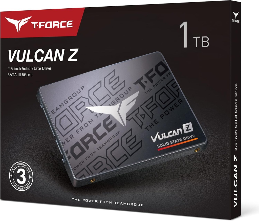 TEAMGROUP T-Force Vulcan Z SATA III T253TZ001T0C101 - SSD interna de 1 TB, almacenamiento en caché SLC, 3D NAND TLC, 2.5 pulgadas (velocidad de lectura/escritura de hasta 550/500 MB/s) 