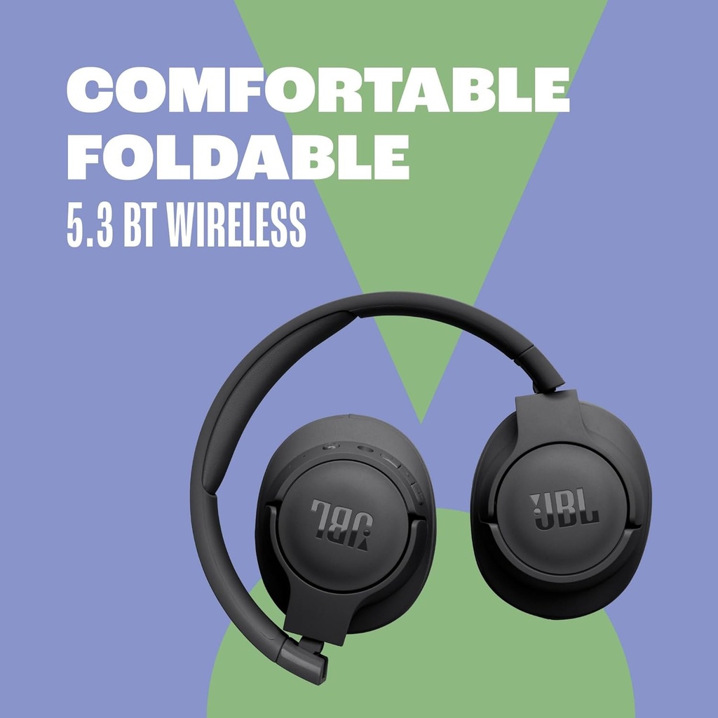 JBL Tune 720BT - Auriculares inalámbricos sobre la oreja con sonido JBL Pure Bass, Bluetooth 5.3, batería de hasta 76 horas de duración y carga de velocidad, diseño ligero, cómodo y plegable (blanco)