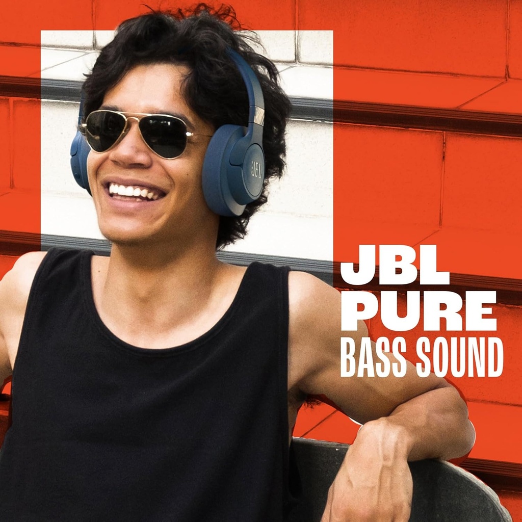 JBL Tune 720BT - Auriculares inalámbricos sobre la oreja con sonido JBL Pure Bass, Bluetooth 5.3, batería de hasta 76 horas de duración y carga de velocidad, diseño ligero, cómodo y plegable (blanco)