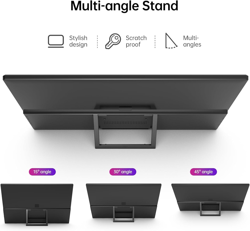 Yxk Monitor portátil de 15.6 pulgadas 1080P USB-C HDMI Ultra-Slim Monitor de viaje con soporte, para laptop, PC, teléfono Mac, PS, Xbox, Swich IPS Ultra Thin Zero Frame Gaming Monitor