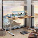 Furmax - Escritorio eléctrico de altura ajustable de pie grande de 55 x 24 pulgadas, escritorio de pie para oficina en casa, alturas prestablecidas, soporte de metal en forma de T, blanco y madera