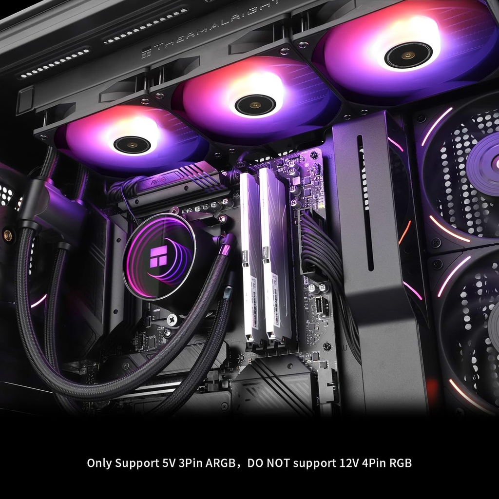 Thermalright Frozen Notte 360 Black ARGB V2 Enfriador de CPU de refrigeración por agua, especificaciones del enfriador de CPU negro 360, ventiladores PWM de 3 × 4.724 in, rodamientos S-FDB, adecuado
