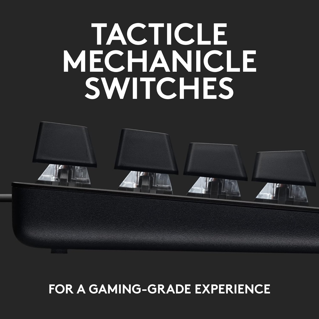Logitech G 413 SE Teclado mecánico para juegos de tamaño completo, teclado retroiluminado con interruptores mecánicos táctiles, anti-fantasma, compatible con Windows, macOS, aluminio negro