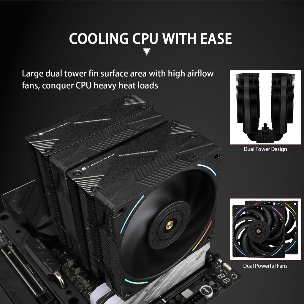 Thermalright Phantom Spirit 120 EVO - Enfriador de CPU, ventilador dual TL-K12 PWM, 7 tubos de calor de refrigeración de CPU, con velocidad de 2150 RPM, para AMD AM4 AM5/Intel