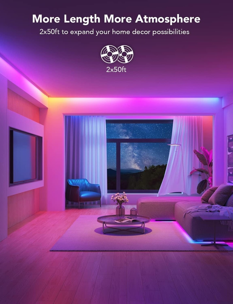Govee Tira de luces LED RGBIC de 30 metros, luces LED inteligentes que funcionan con Alexa y Google Assistant