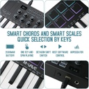 M-VAVE Controlador de teclado MIDI USB de 25 teclas con 8 almohadillas retroiluminadas, teclado dinámico profesional semiponderado Bluetooth, 8 perillas y producción de música, software incluido