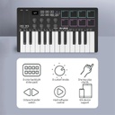 M-VAVE Controlador de teclado MIDI USB de 25 teclas con 8 almohadillas retroiluminadas, teclado dinámico profesional semiponderado Bluetooth, 8 perillas y producción de música, software incluido