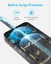 Anker - Regleta de protección contra sobretensiones (2100J), 12 salidas con 1 USB C y 2 puertos USB para iPhone 15/15 Plus/15 Pro/15 Pro Max, cable de extensión de 5 pies, enchufe plano, carga USB C