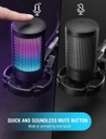 FIFINE Micrófono USB para juegos para PC PS5, micrófono de condensador con silencio rápido, indicador RGB, soporte para trípode, filtro pop, montaje de impacto, control de ganancia para transmisión de