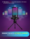 FIFINE Micrófono USB para juegos para PC PS5, micrófono de condensador con silencio rápido, indicador RGB, soporte para trípode, filtro pop, montaje de impacto, control de ganancia para transmisión de
