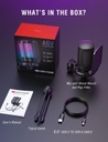 FIFINE Micrófono USB para juegos para PC PS5, micrófono de condensador con silencio rápido, indicador RGB, soporte para trípode, filtro pop, montaje de impacto, control de ganancia para transmisión de