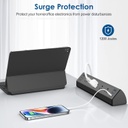Regleta de alimentación USB C, estación de carga rápida total de 40 W, 4 puertos USB C PD de 20 W, tira de alimentación de montaje en borde de escritorio, 6 puertos USB, 5 salidas de CA, protector de