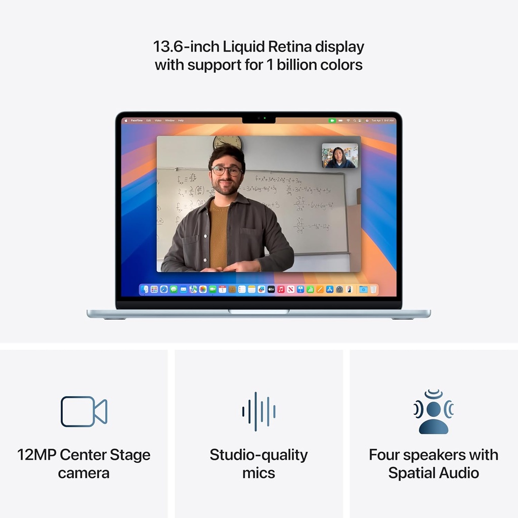 Apple Laptop MacBook Air 2025 de 13 pulgadas con chip M4: diseñada para Apple Intelligence, pantalla de retina líquida de 13.6 pulgadas, memoria unificada de 16 GB, almacenamiento SSD de 512 GB,