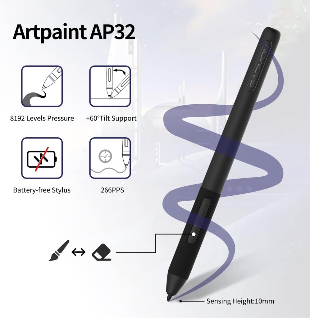 GAOMON PD2200 Tableta de dibujo con pantalla, tableta de arte digital completamente laminada con 8 botones táctiles, lápiz capacitivo sin batería, inclinación, 130% sRGB, tableta gráfica de 21.5